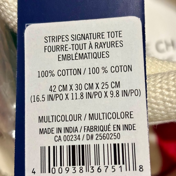 LARGE HBC Stripes Multistripe Signature Canvas Tote Hudson’s Bay NWT - Picture 4 of 11